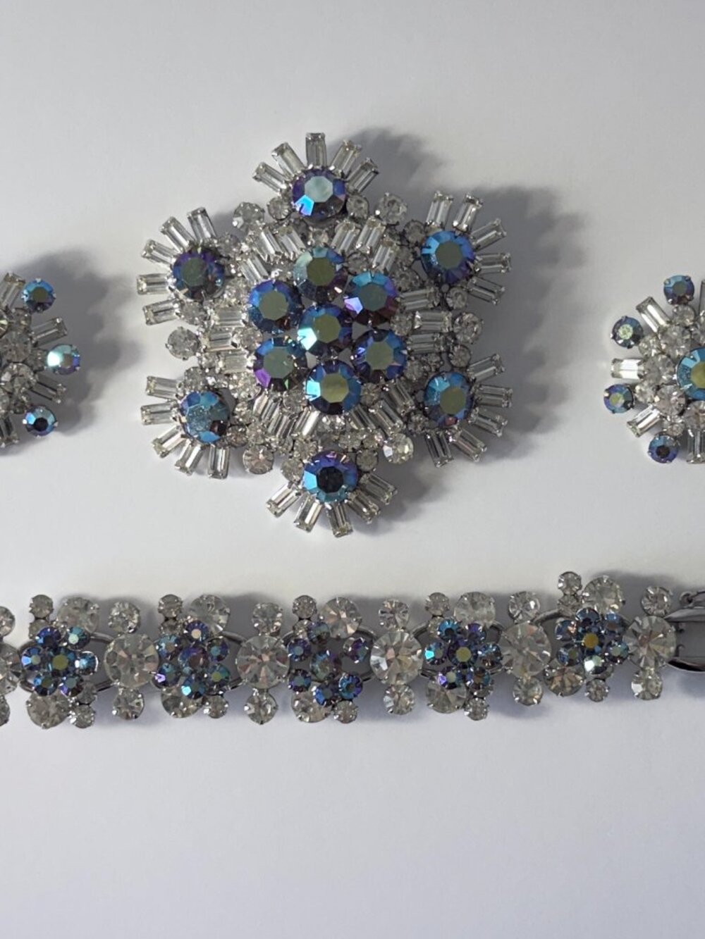 Aurora Blue Crystal Floral Brooch - Statement Women’s Jewelry